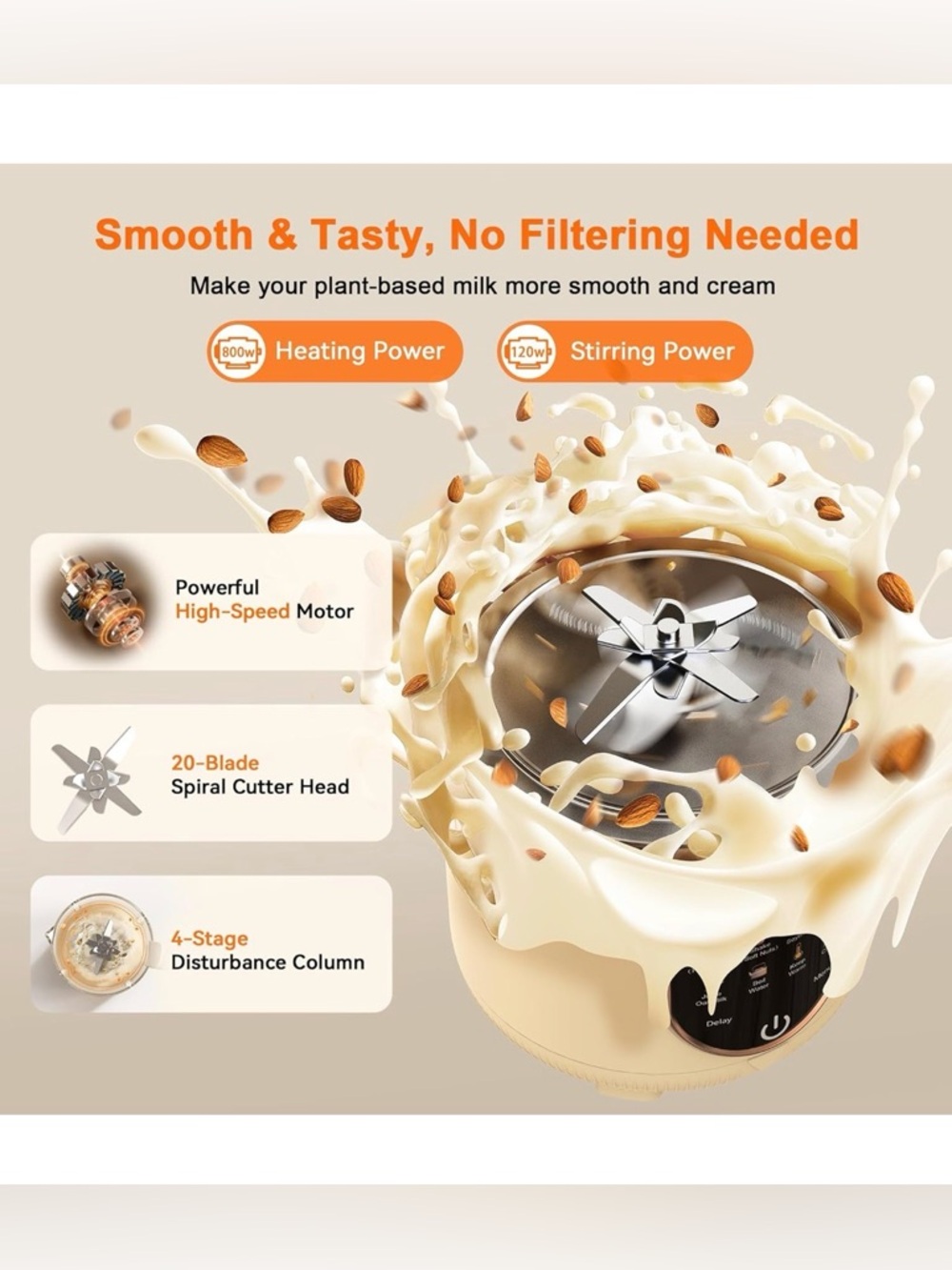 50oz Nut Milk Maker - 10 in 1 Automatic Nut Milk Maker - Picture 5 of 10